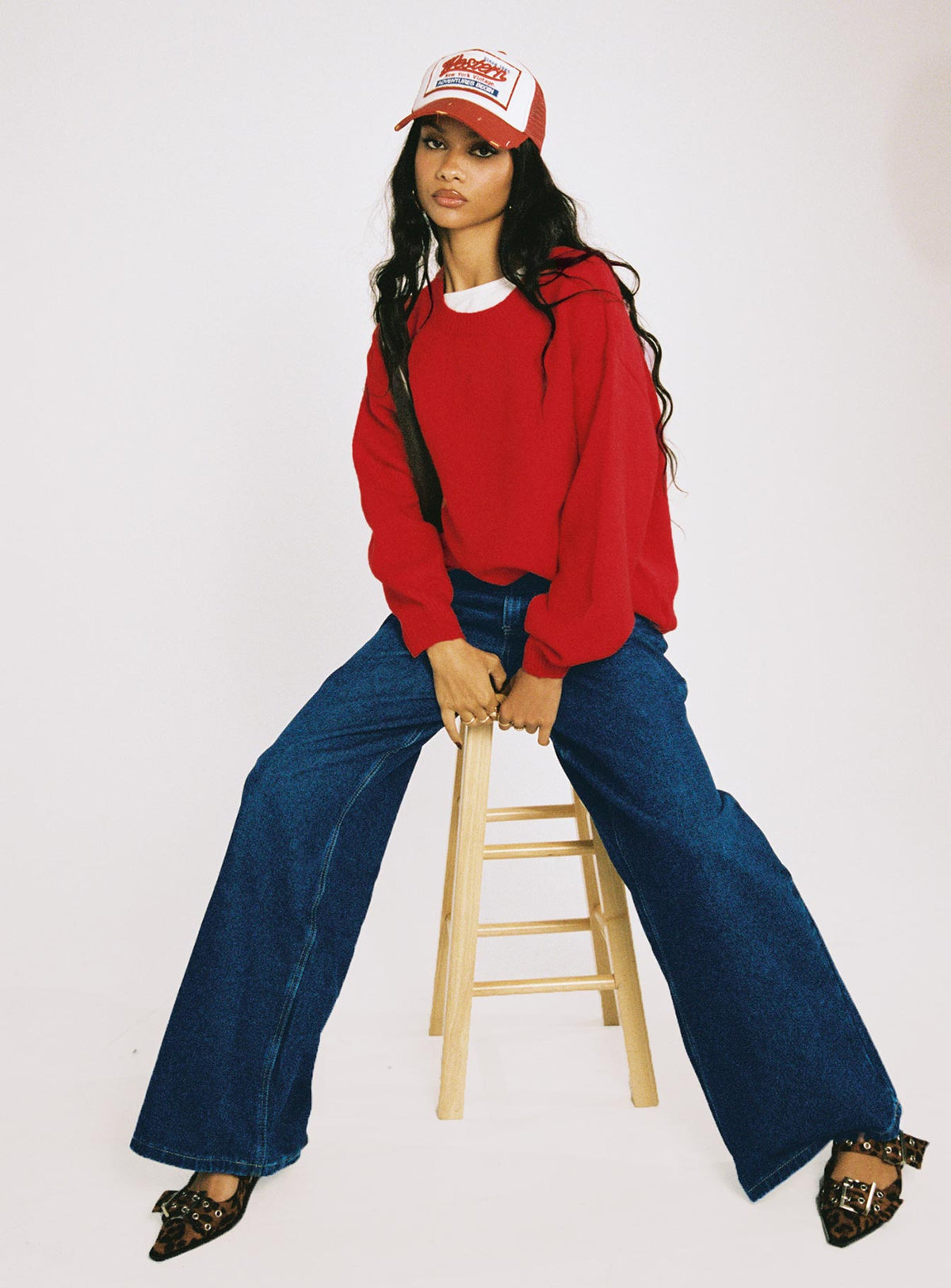 Naylor Mid Rise Wide Leg Jeans Mid Blue Denim Petite
