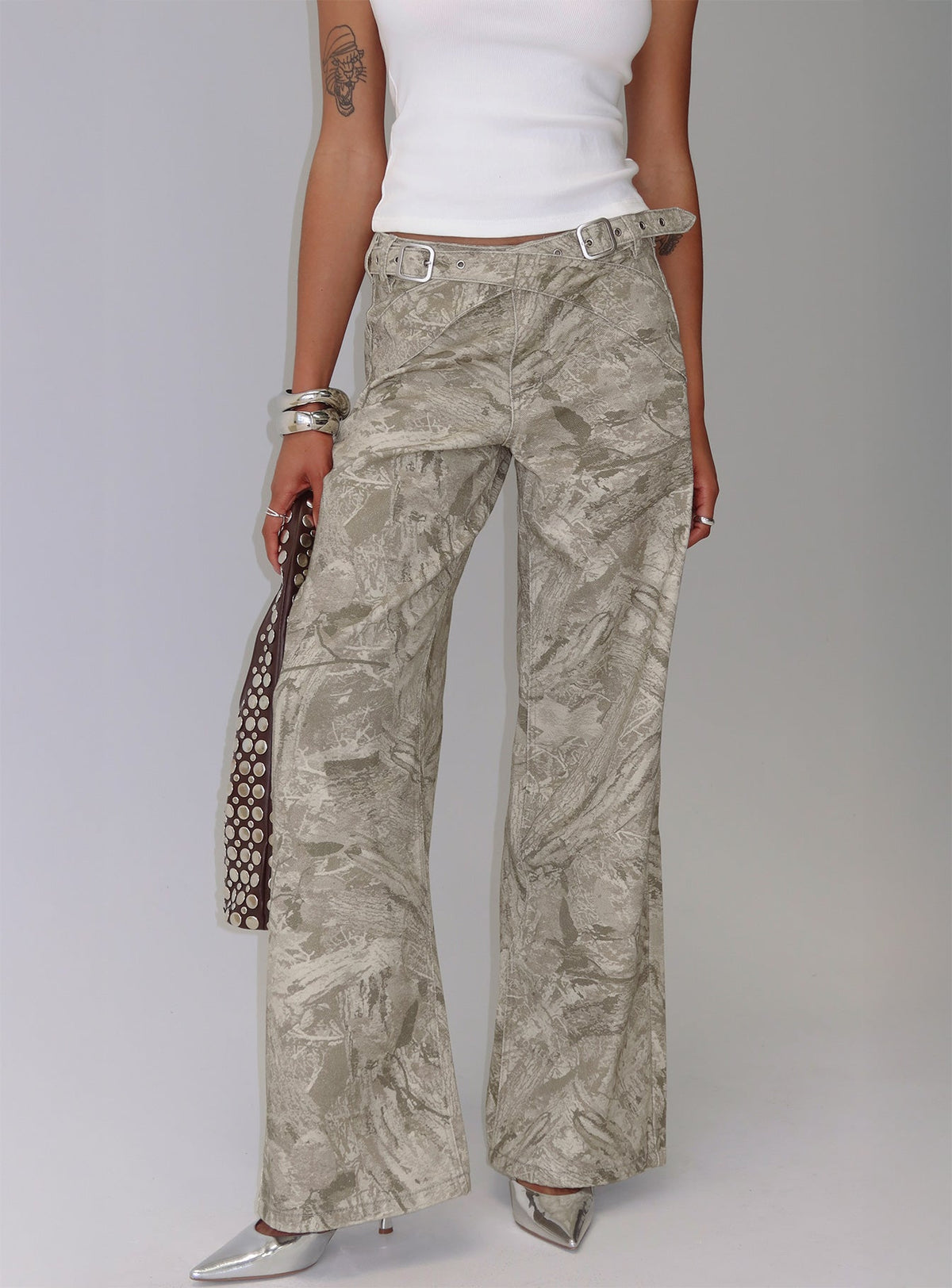 Mckinley Mid Rise Wide Leg Jeans Camouflage