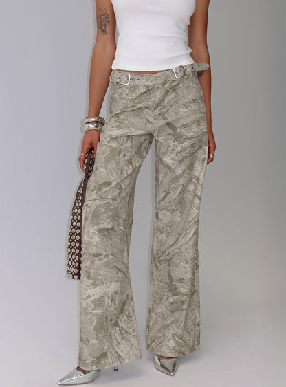 Mckinley Mid Rise Wide Leg Jeans Camouflage