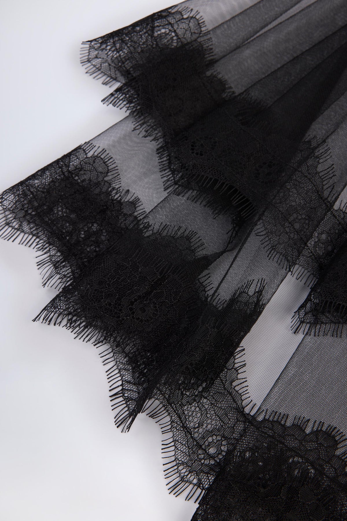 Lace-Trim Veil in Black