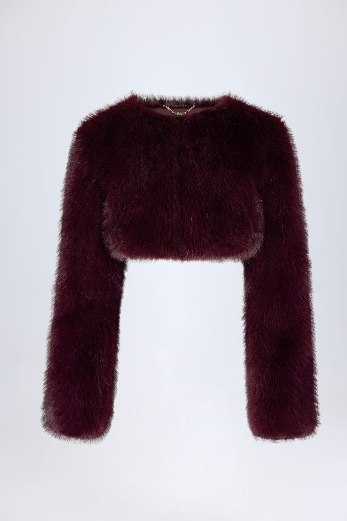 Faux Fur Cropped Bolero in Wine