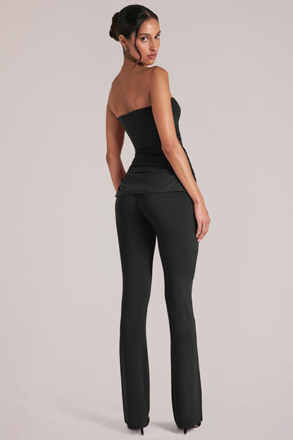 Mid-Rise Fitted Trousers  in Black