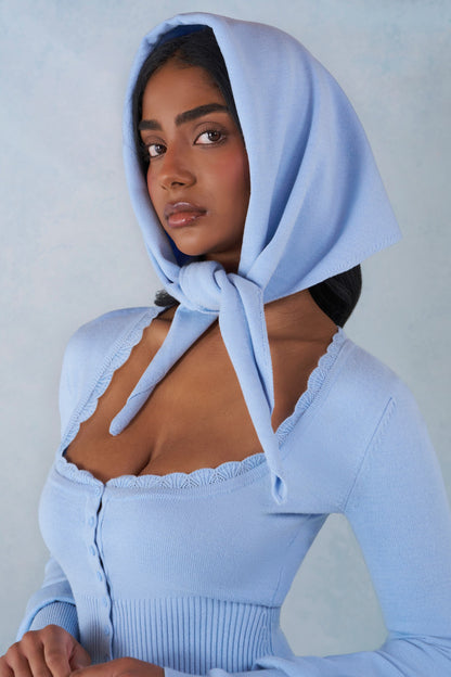 Knit Headscarf in Soft Blue