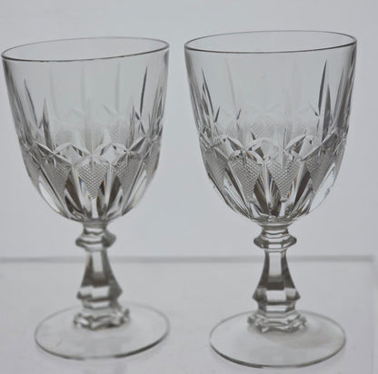2 Hand Cut glass wines stemware