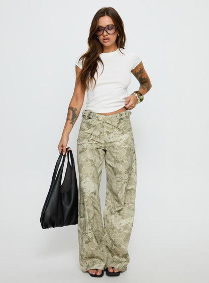 Mckinley Mid Rise Wide Leg Jeans Camouflage