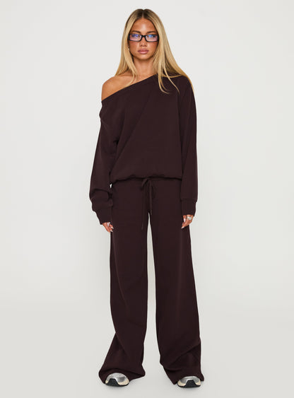 Wellness Off The Shoulder Jumper Brown