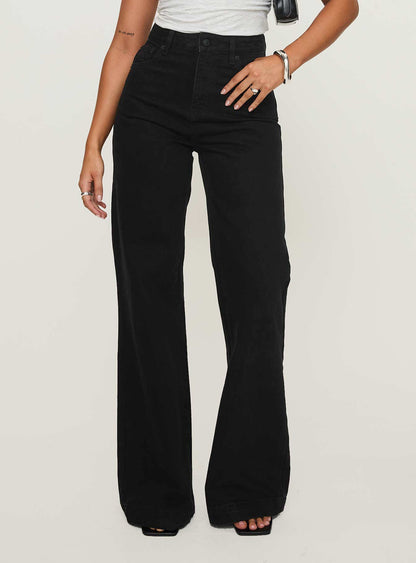Goldie High Rise Wide Leg Jeans Black Petite