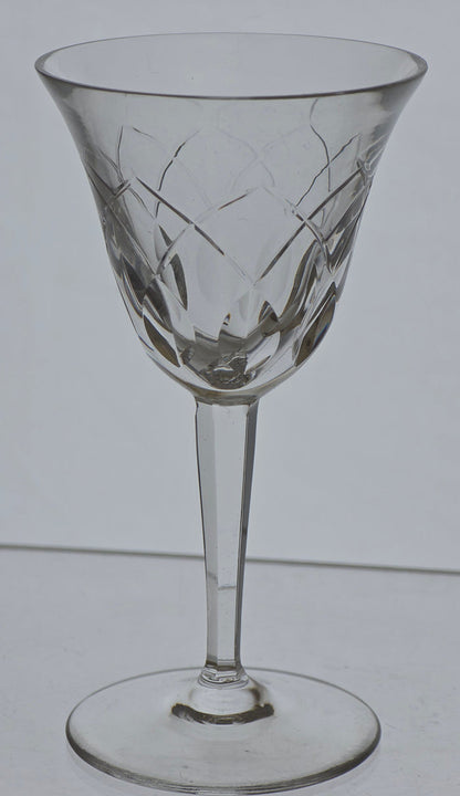 4 Hand Cut Glass panel sherry glasses