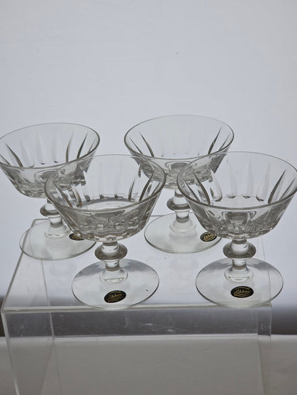 4 Libbey cut glass tall sherbert / champagne Raleigh