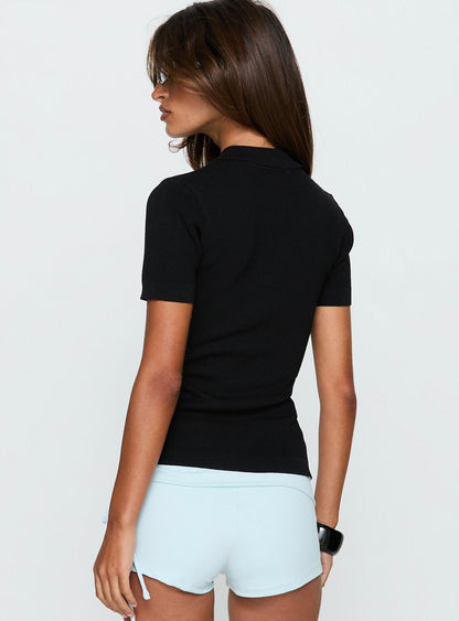 Happened One Night Keyhole Blouse Top Black