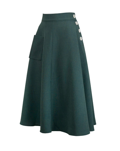 1940s Whirlaway Skirt - Racing Green