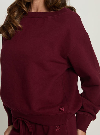 Wellness Off the Shoulder Jumper Currant