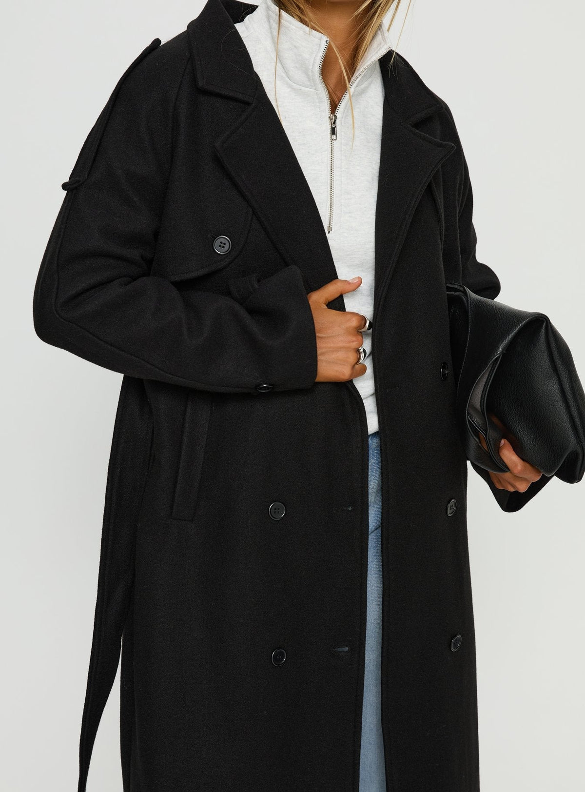 Rylanne Longline Trench Coat Black