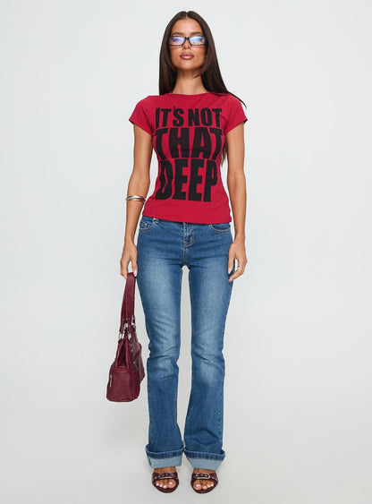 It's Not That Deep Graphic Baby Tee Red