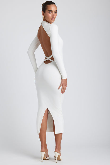 Modal Cross-Back Midaxi Dress in White