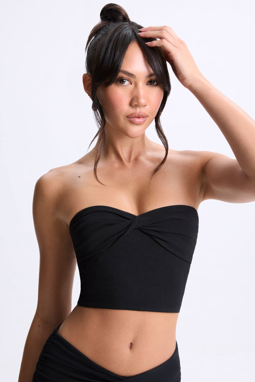 Modal Twist-Front Bandeau Top in Black