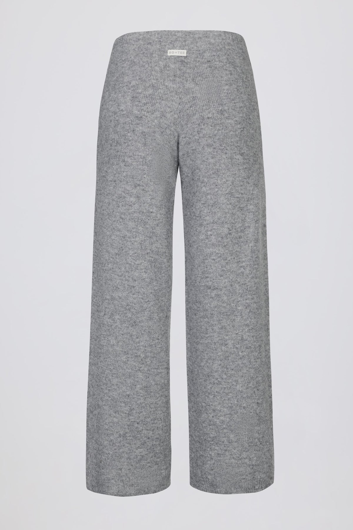 Knit Mid-Rise Wide-Leg Joggers in Grey