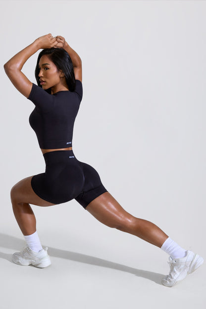 High Waist Define Luxe Mini Shorts in Black