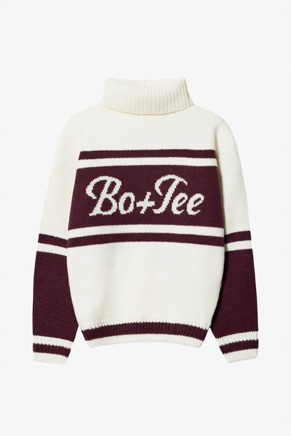 Knit Turtleneck Oversized Jumper in Burgundy