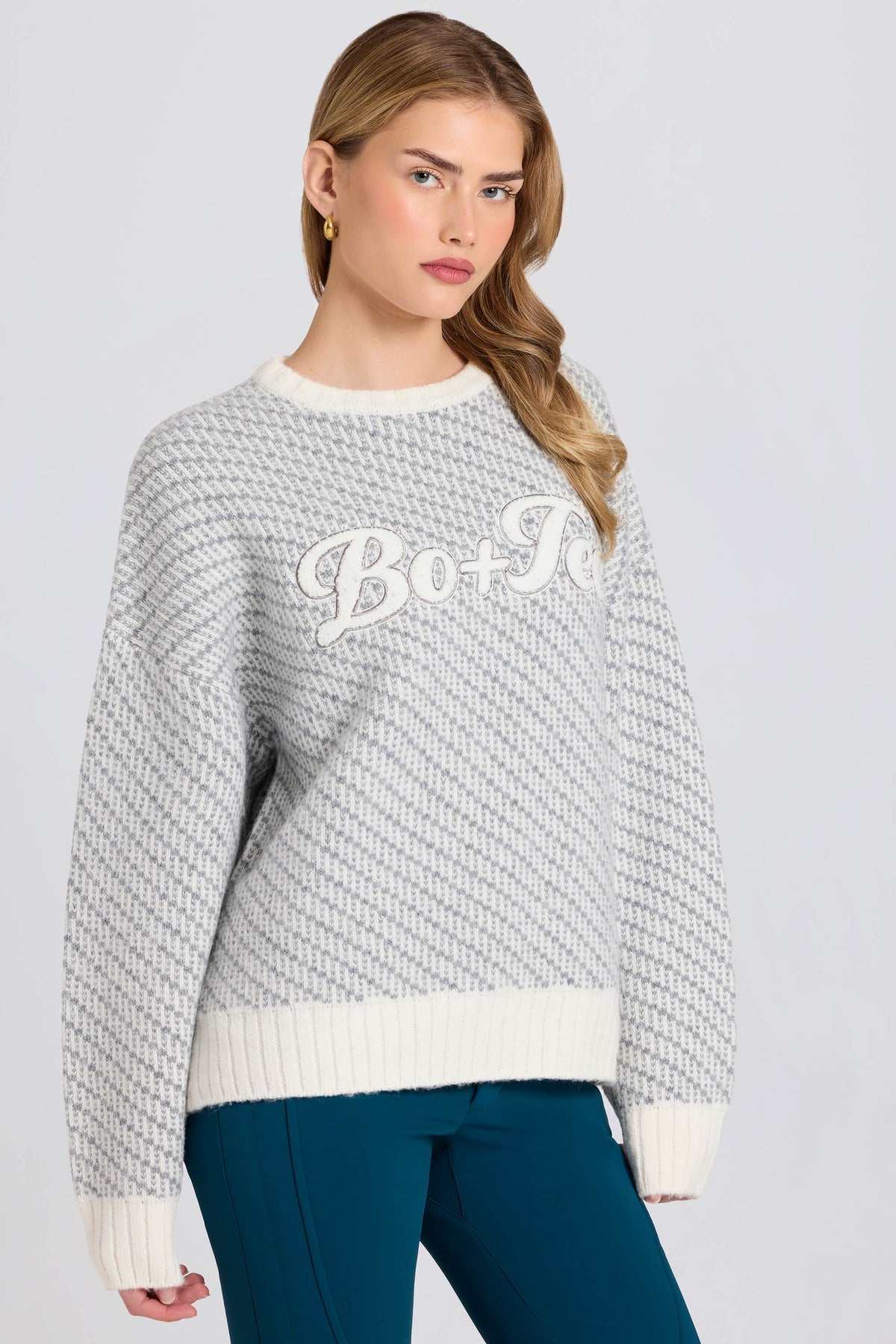 Knit Logo Oversized Jumper in Ice