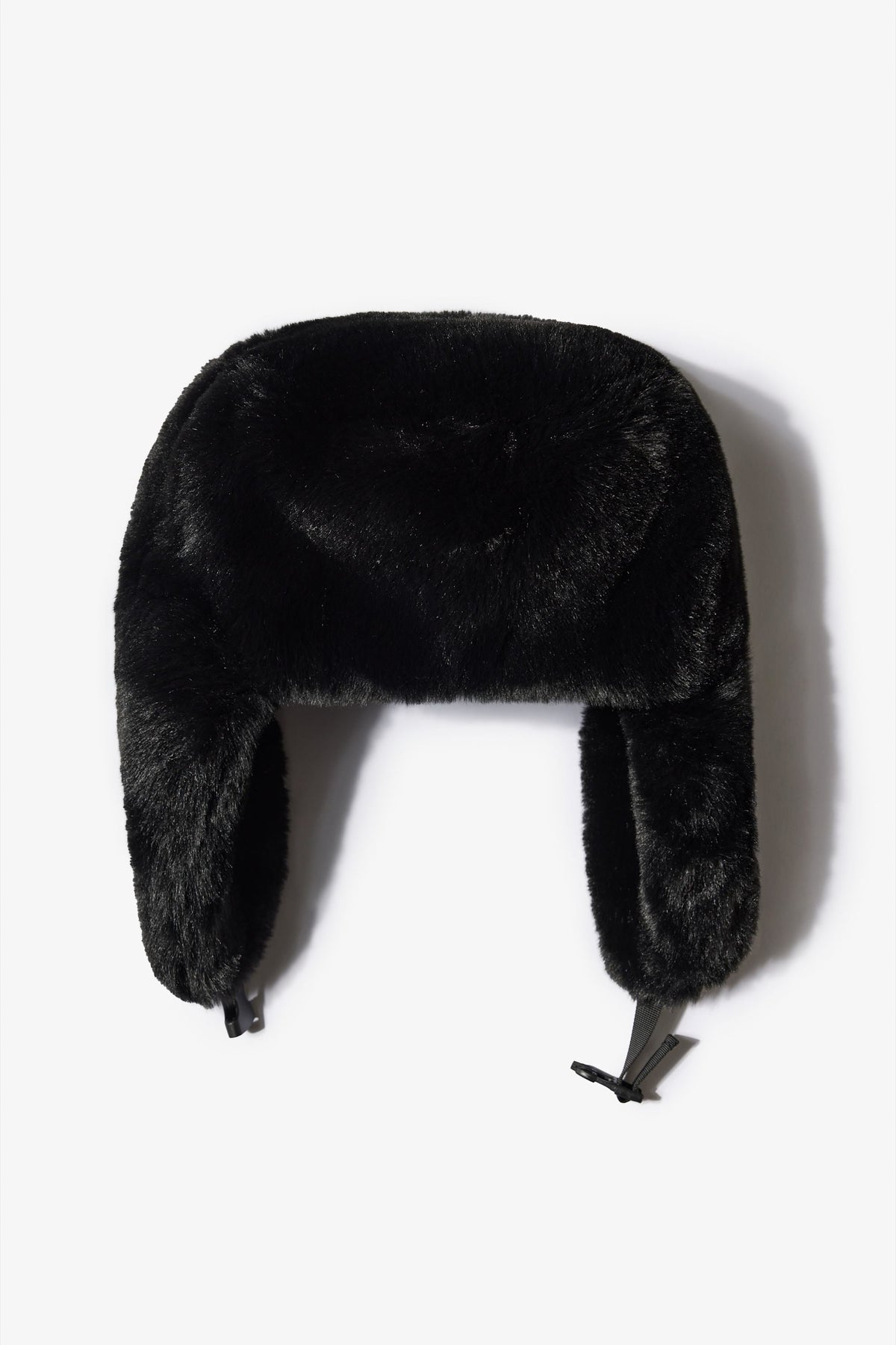 Faux-Fur Trapper Hat in Black