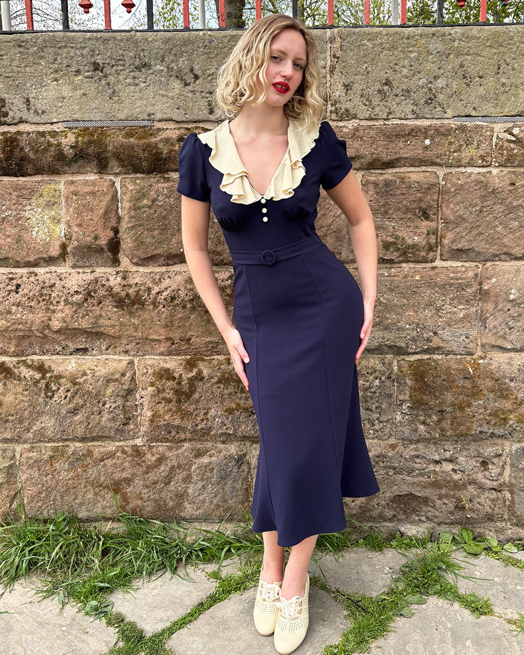 1930s Blondell Dress - Navy