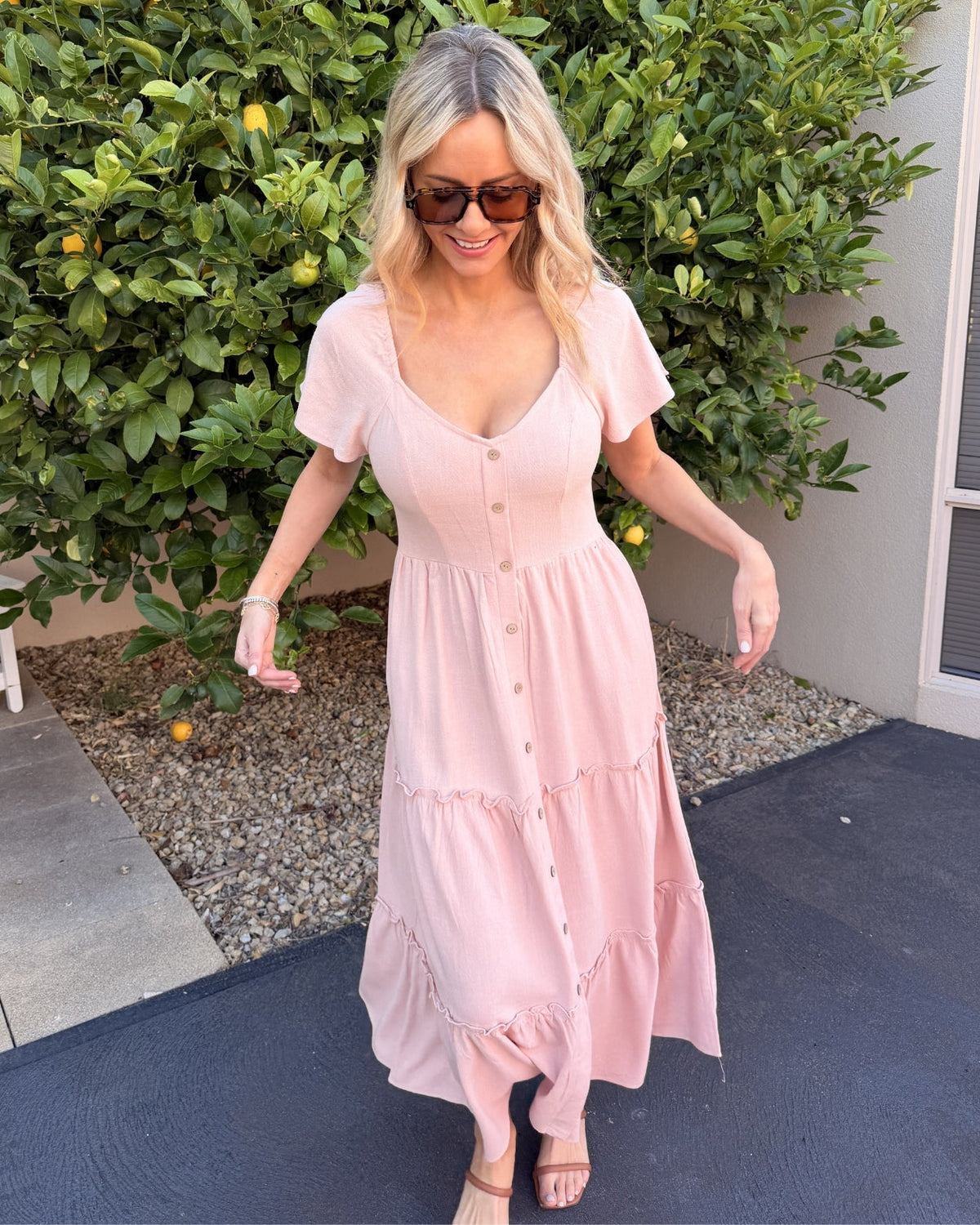 Celie Dress - Pink | Women's Linen Midi Dress