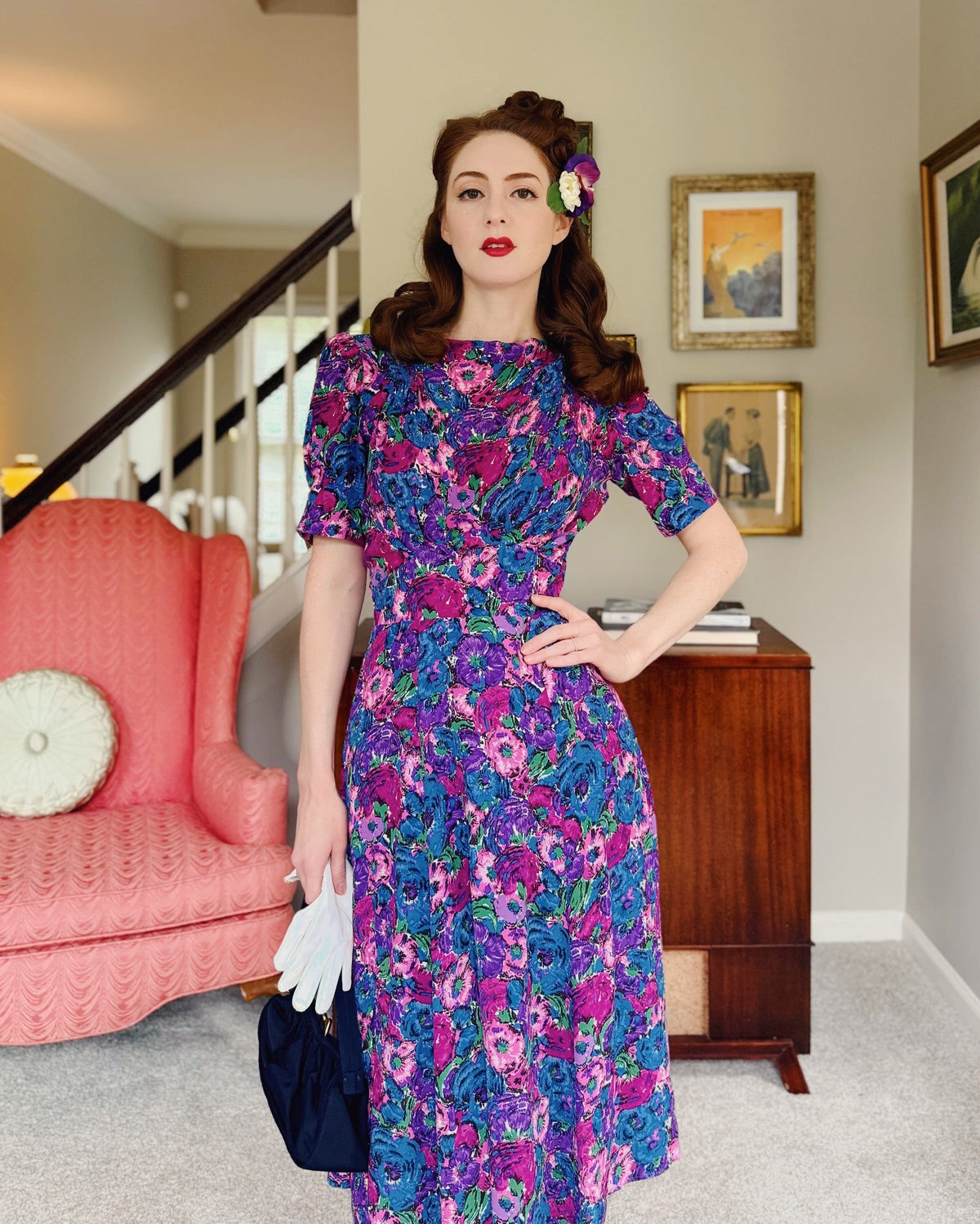 1940s 'Girl Friday' Tea Dress - Covent garden
