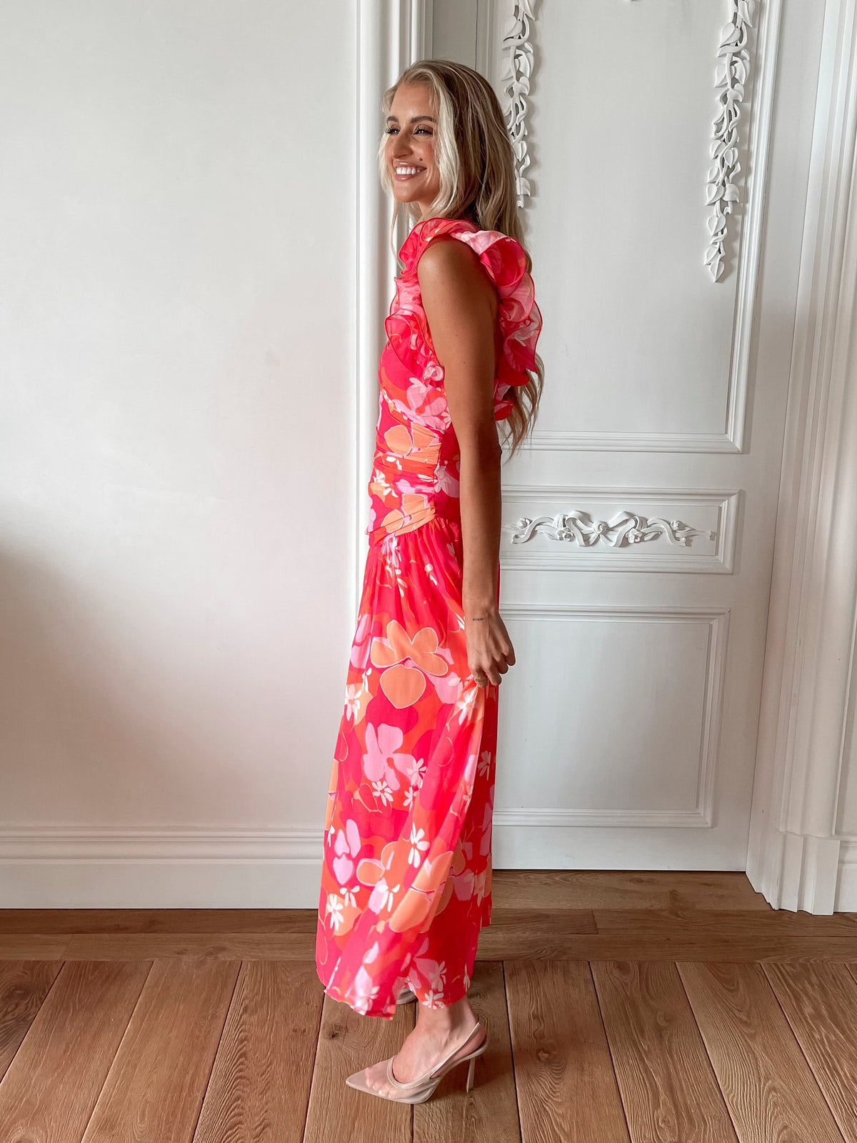 Emmaline Orange Floral Dress | Women's Floral Maxi Dress