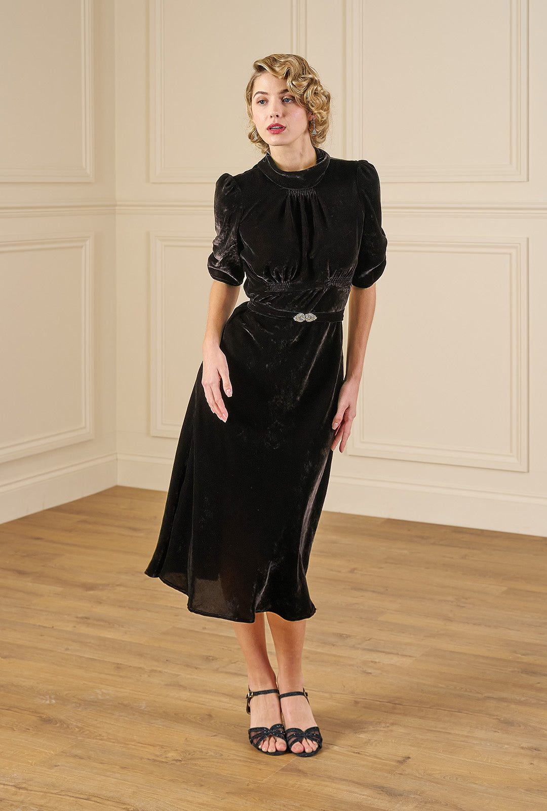 1930s Loretta Bias Dress - Liquorice