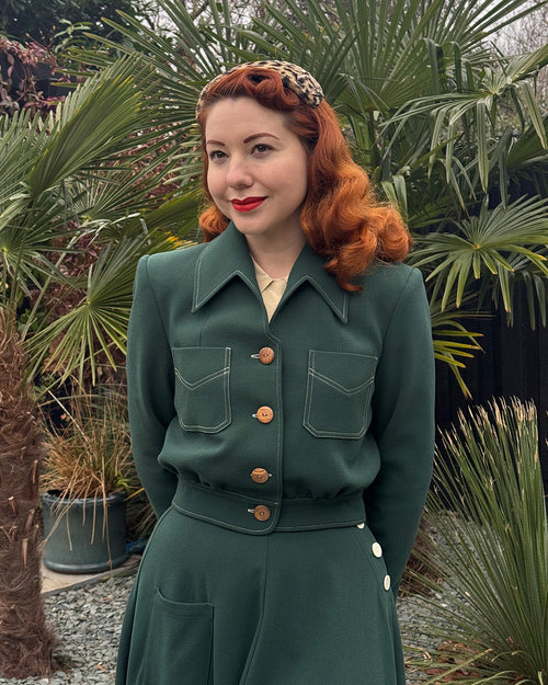 1940s Americana Button Jacket - Racing Green