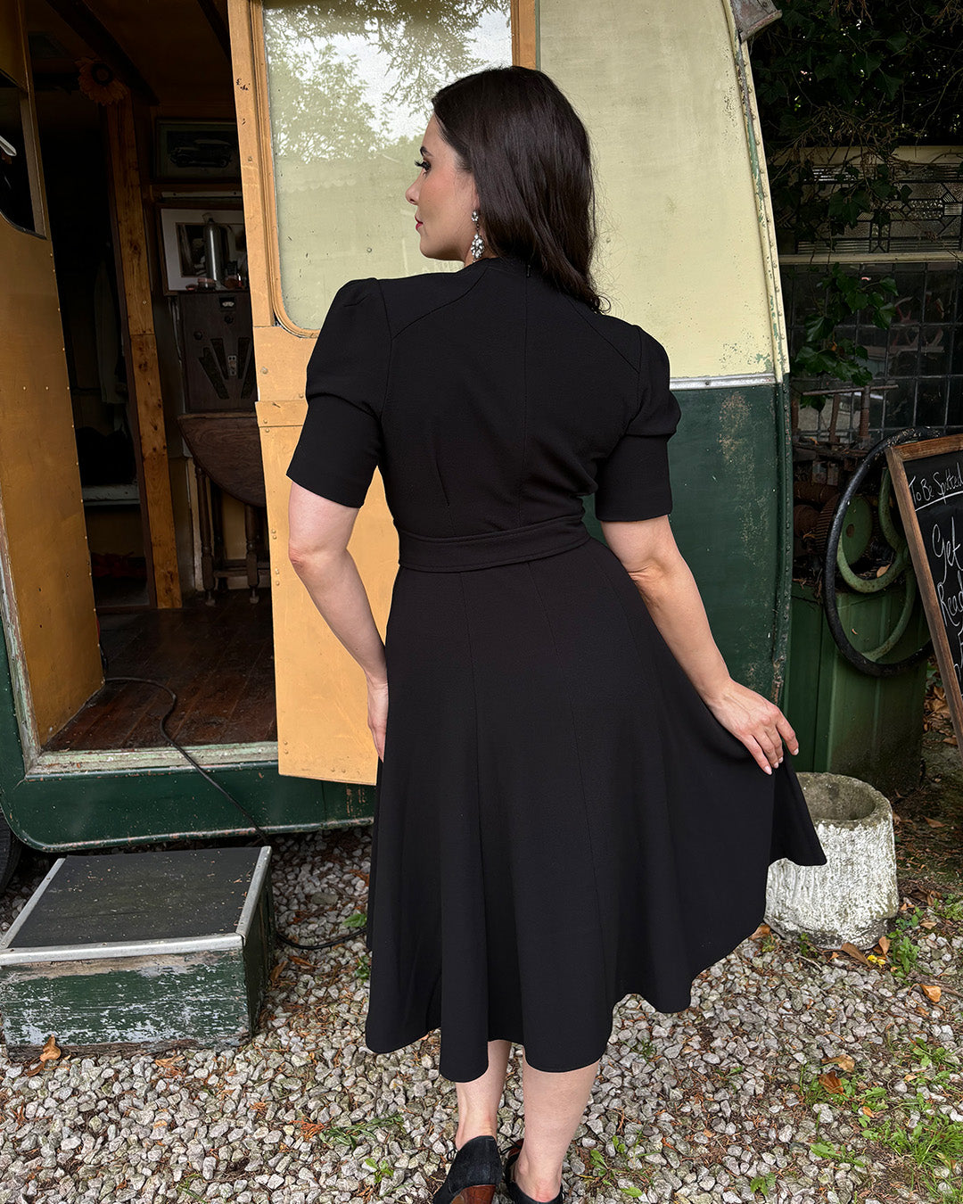 1940s Stanwyck Dress - Black