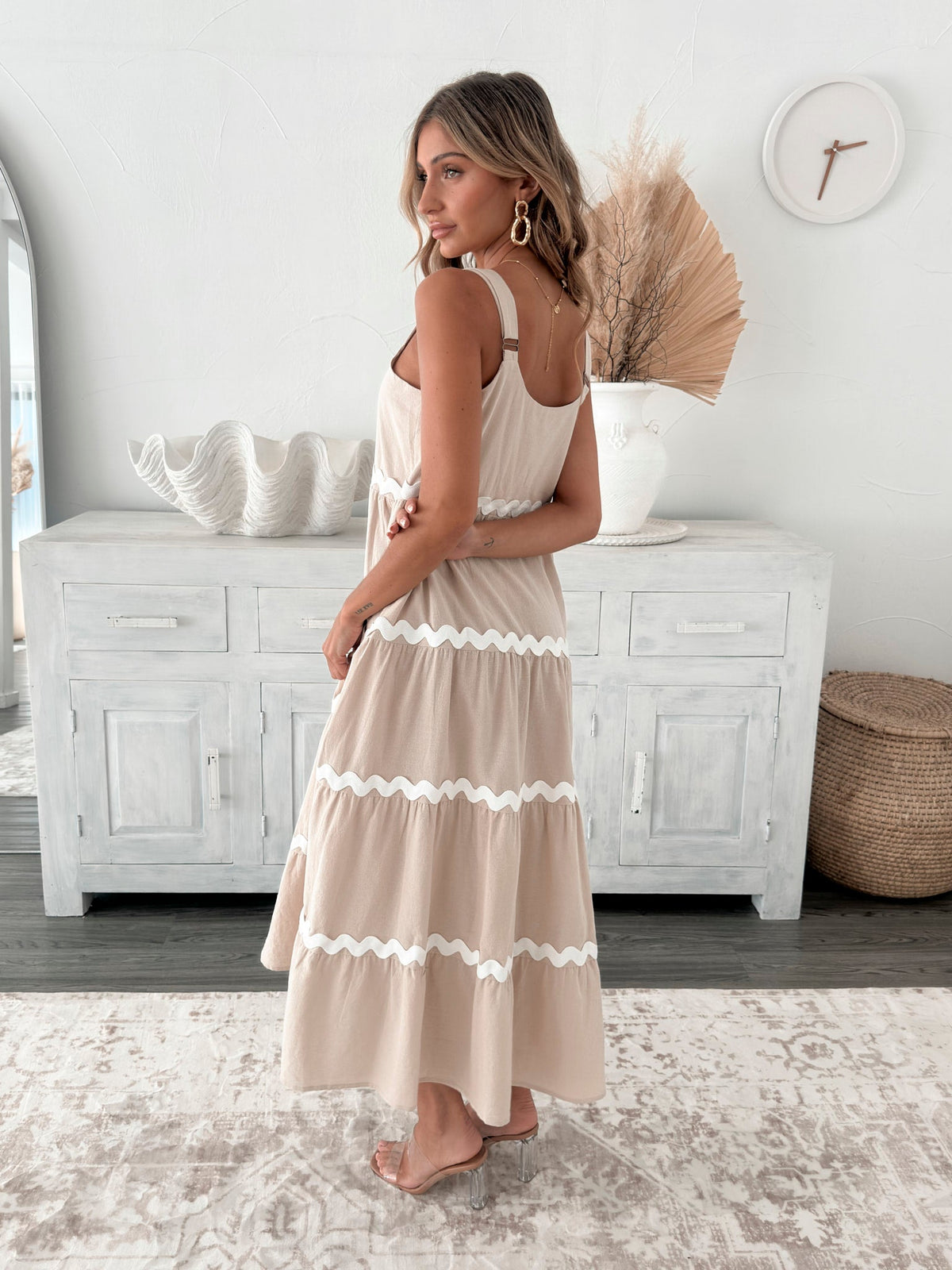 Taline Beige Multi Dress | Women's Cotton Maxi Dress