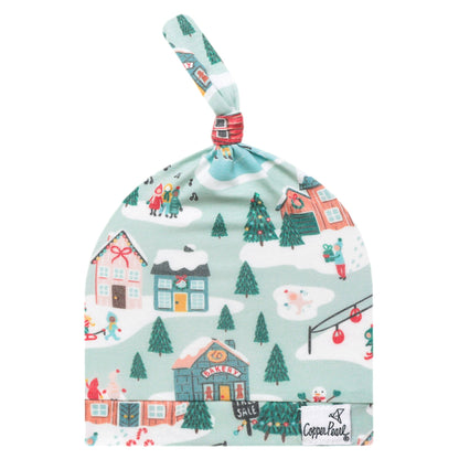 Top Knot Hat - Snowy Slopes