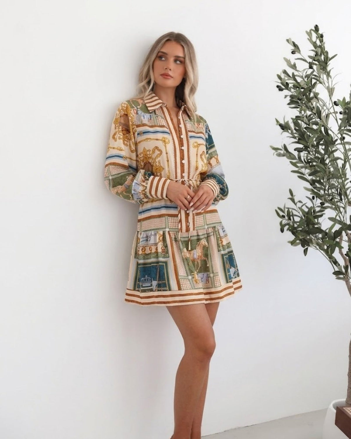 Zetian Multi Print Mini Dress | Women's Printed Shirt Dress
