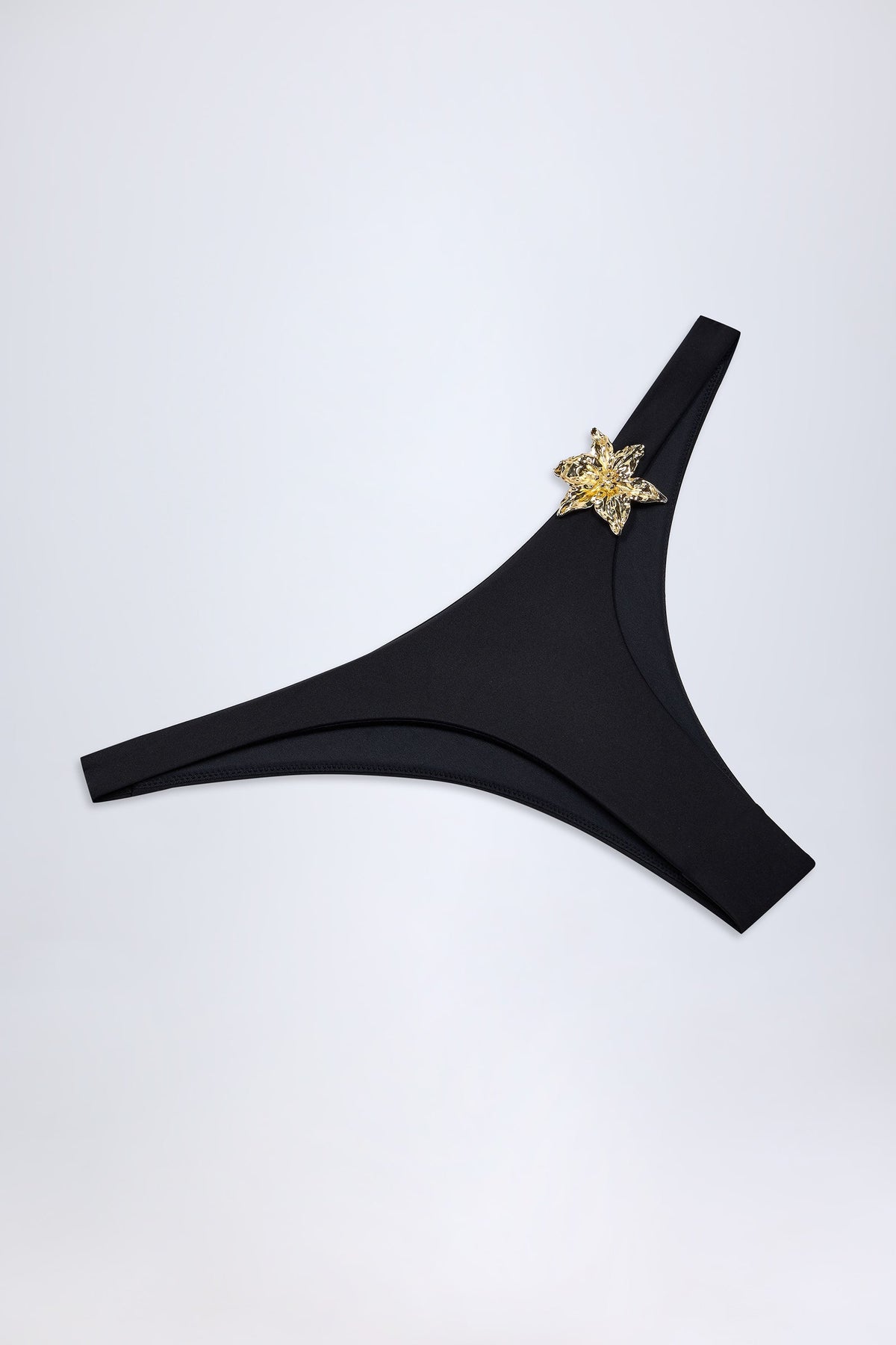 Hardware-Detail Cheeky Bikini Bottoms in Black
