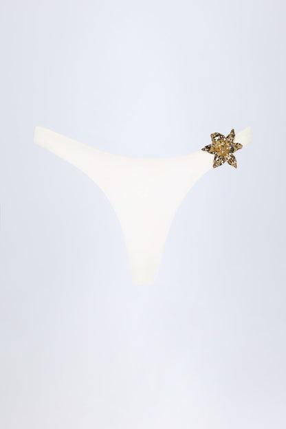 Hardware-Detail Cheeky Bikini Bottoms in White