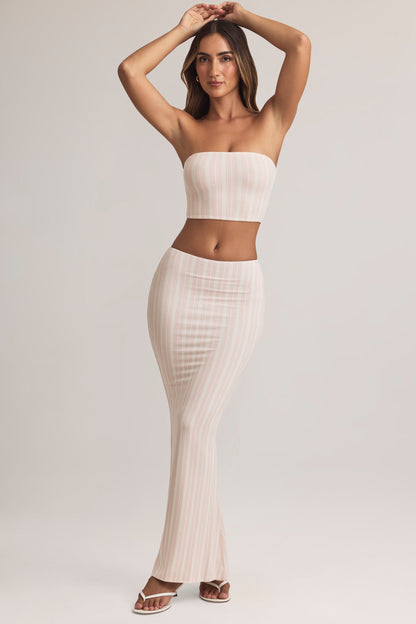 Modal Mid-Rise Maxi Skirt in Stripe Print