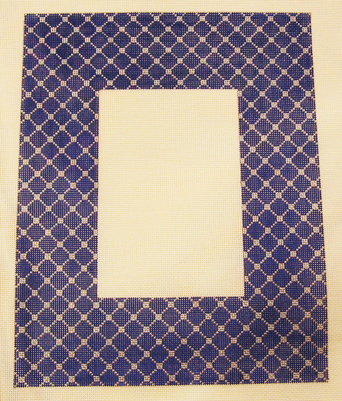Needlepoint Blue Trellis Picture Frame Canvas