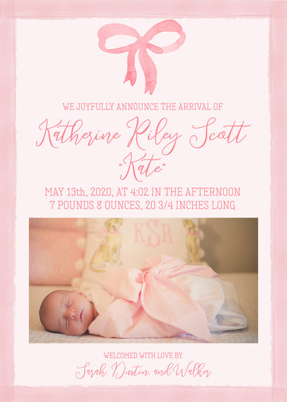 Bow Birth Announcement