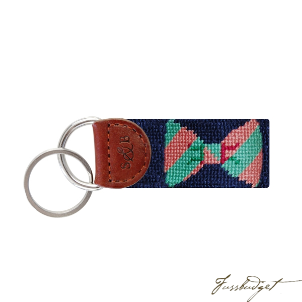 Bow Tie Needlepoint Key Fob-Fussbudget.com