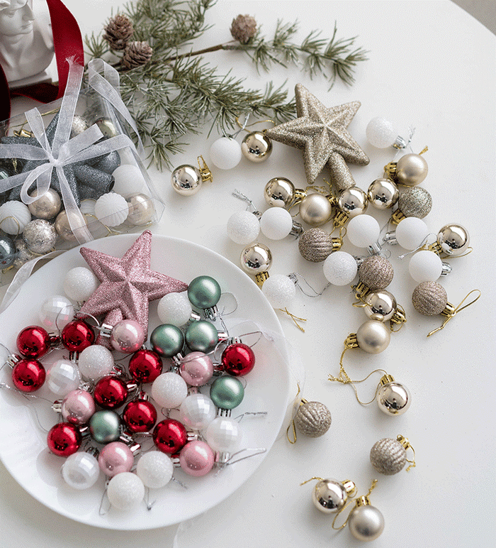 Bulk 30pcs Christmas Balls Set with Glitter Star Treetop Hanging Ornaments  Wholesale