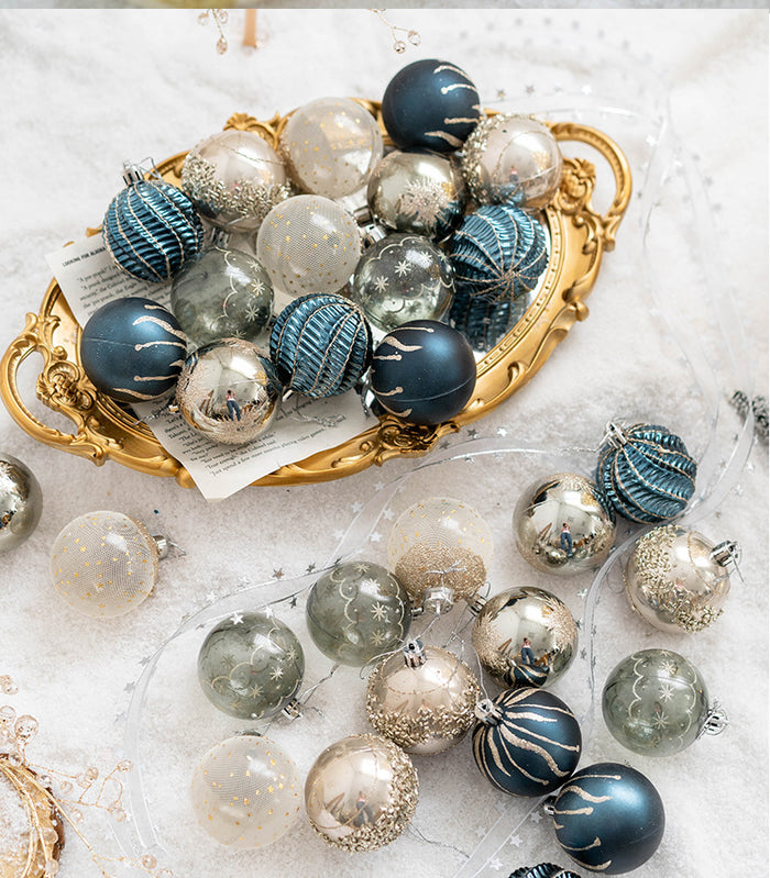 Bulk 30pcs Mixed Glitter Christmas Balls Set Hanging Ornaments Wholesale