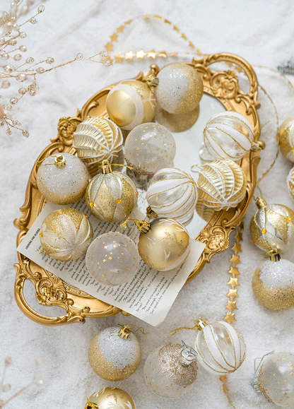 Bulk 30pcs Mixed Glitter Christmas Balls Set Hanging Ornaments Wholesale