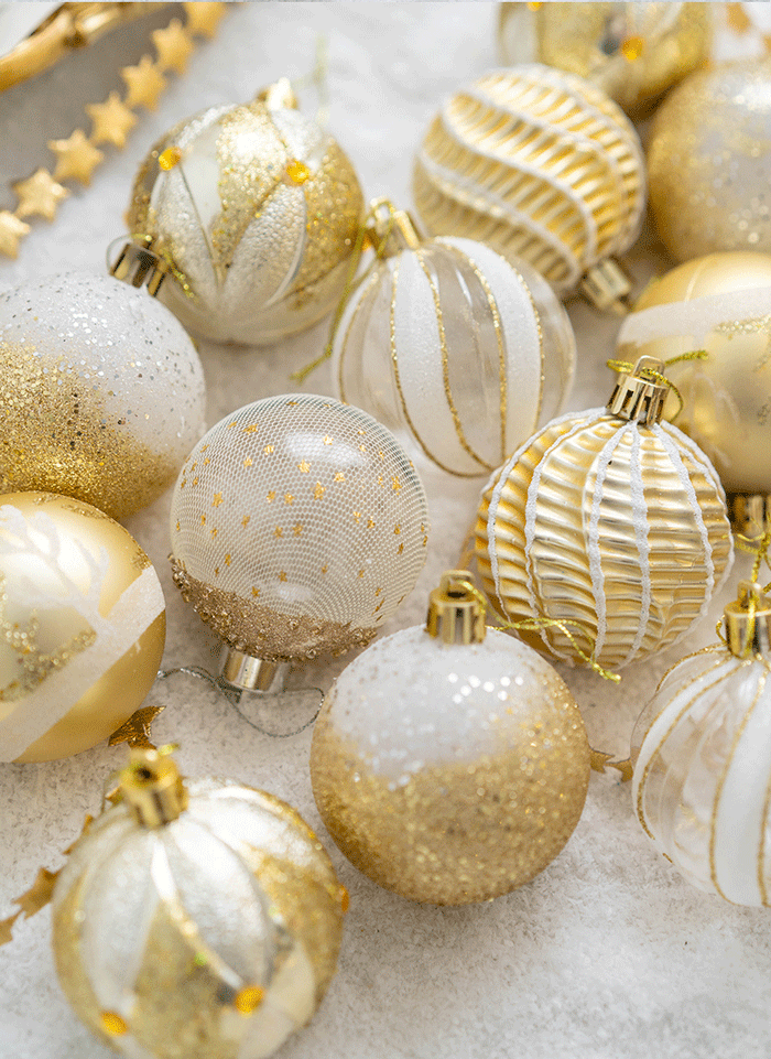 Bulk 30pcs Mixed Glitter Christmas Balls Set Hanging Ornaments Wholesale