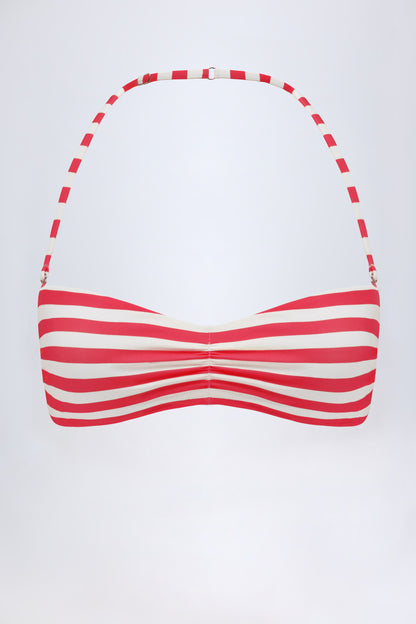 Multiway Bikini Top in Cherry Red Stripe