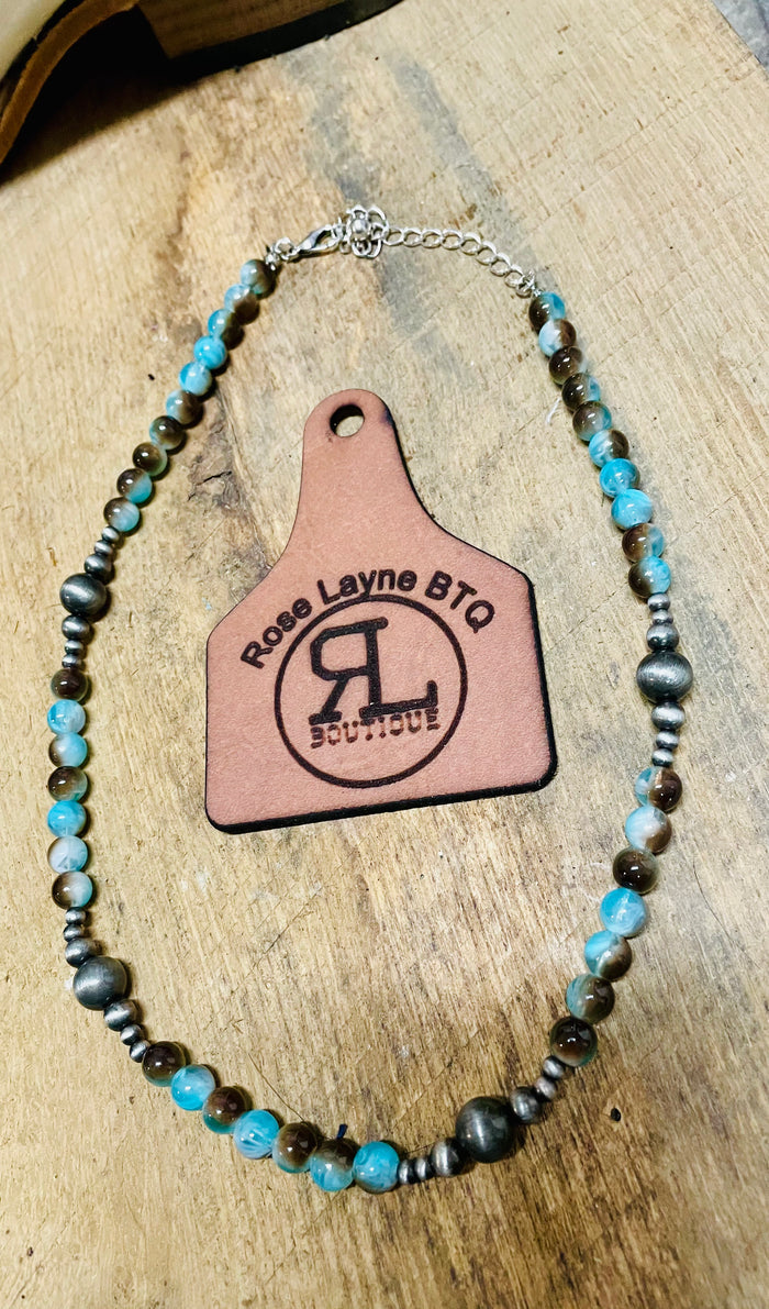 Cassidy Turquoise Marbled Silver Necklace