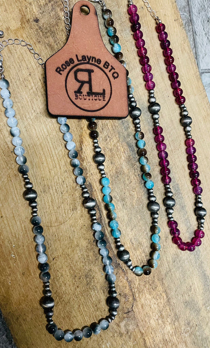 Cassidy White Marbled Silver Necklace