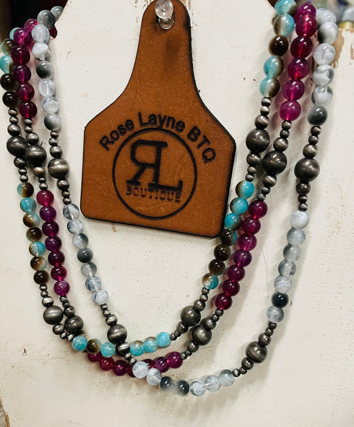 Cassidy White Marbled Silver Necklace