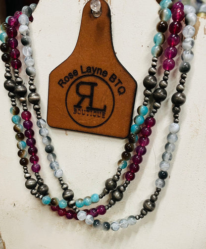 Cassidy White Marbled Silver Necklace